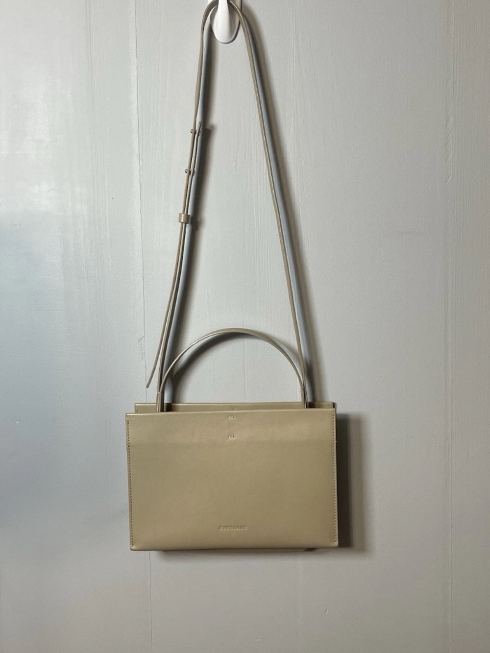 Everlane Neutral Taupe “The Lunchbox Bag” Italian Leather Crossbody Small Purse